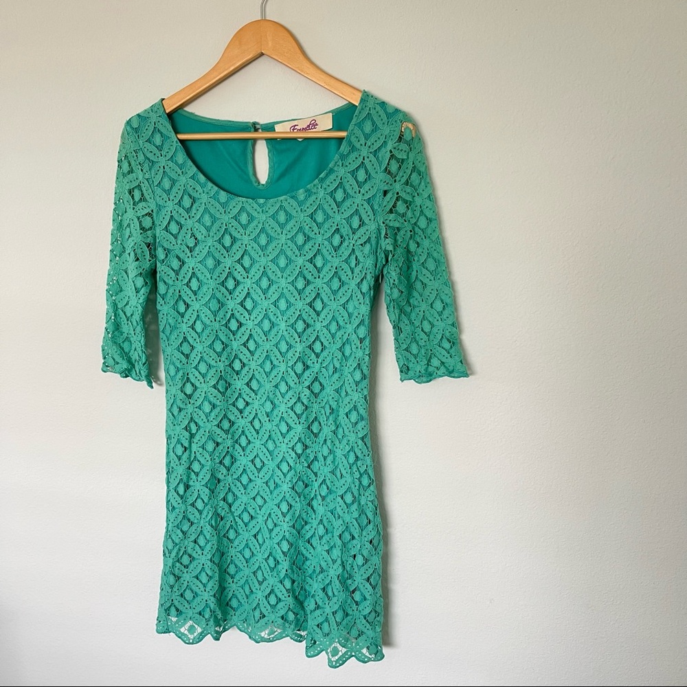 Emmelee Jade Green Lace Mini Dress